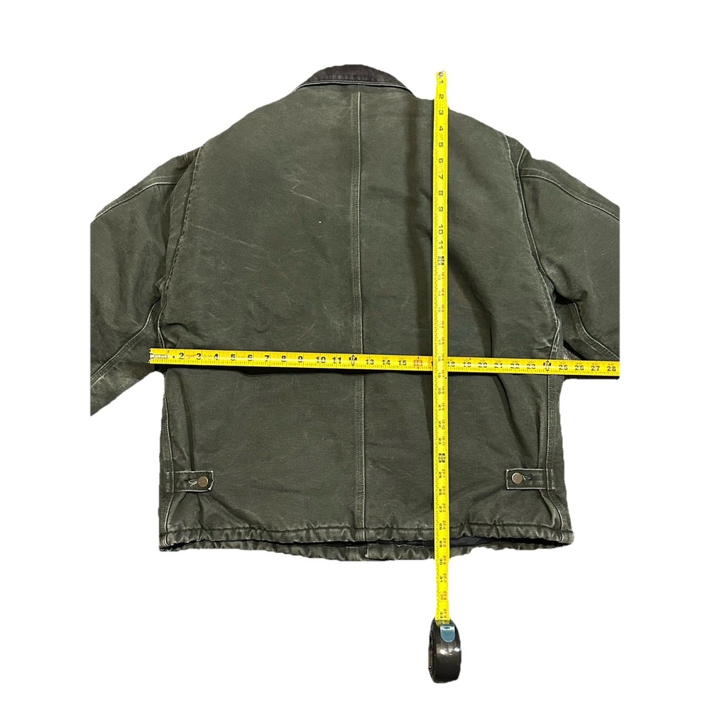 VTG Carhartt Jacket Mens XLT J22 MOS Olive Green Detroit Duck Canvas Quilt Lined - Picture 6 of 6